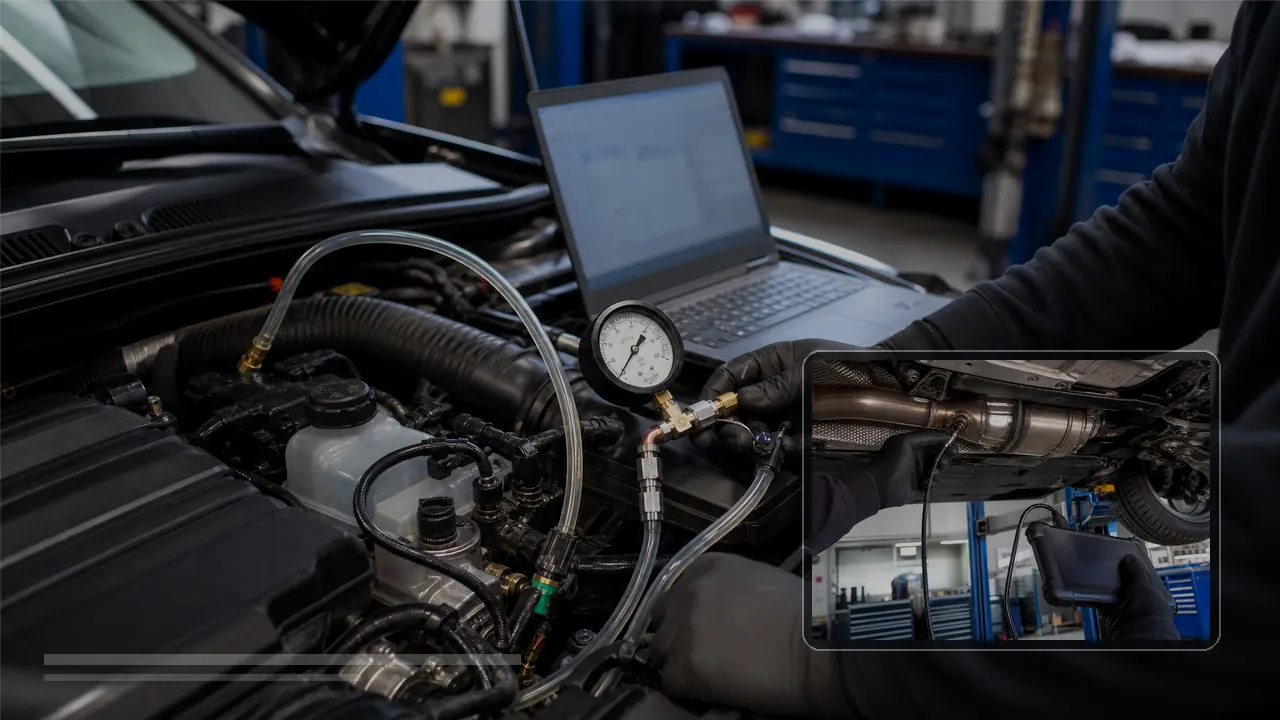 Komputer diagnostyczny podczas kontroli DPF EGR AdBlue